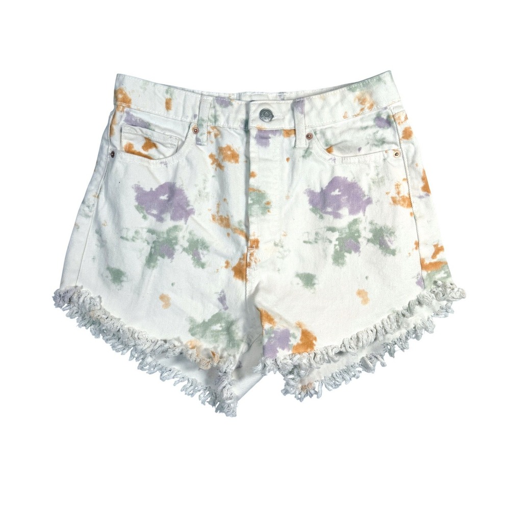 Wild Fable Highest Rise Tie Dye Denim Shorts White Purple Orange Green Size 4